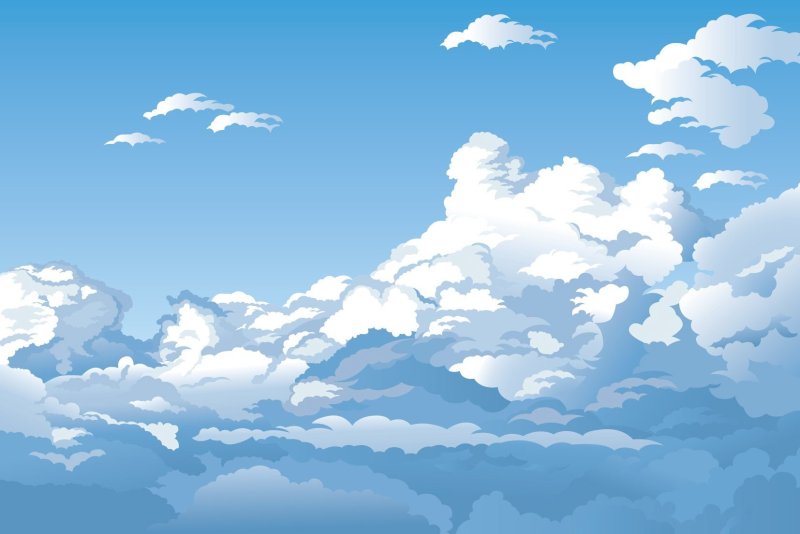 Небо с облаками мультяшное